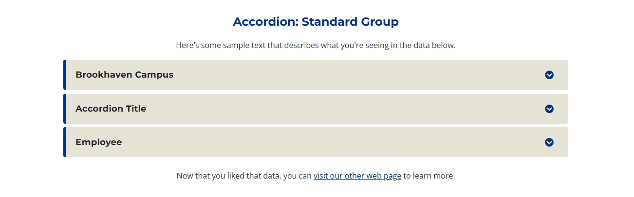 Screenshot example of accordion content type