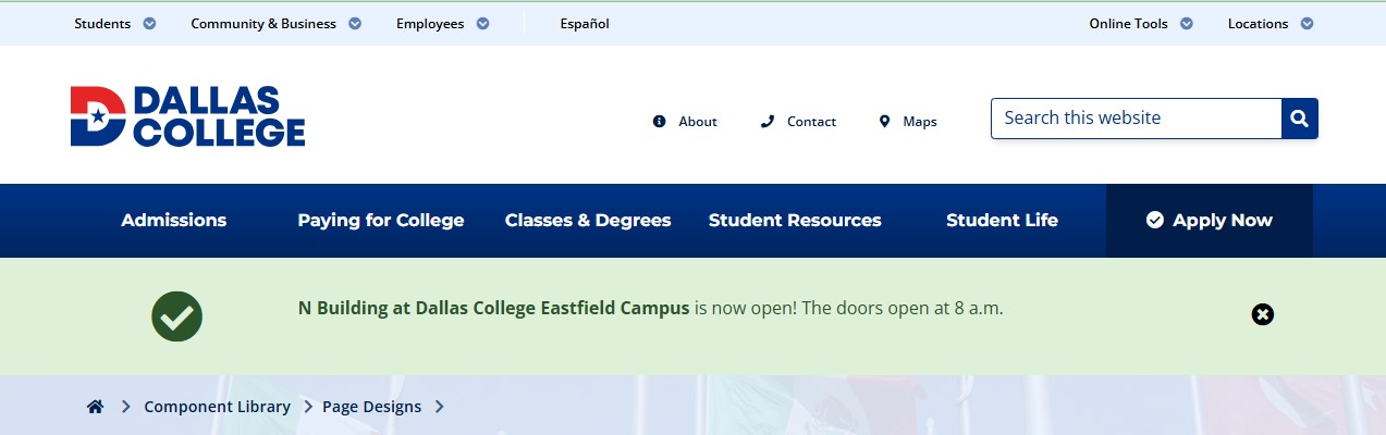 Screenshot showing example Announcement/Emergency Notice with no description added