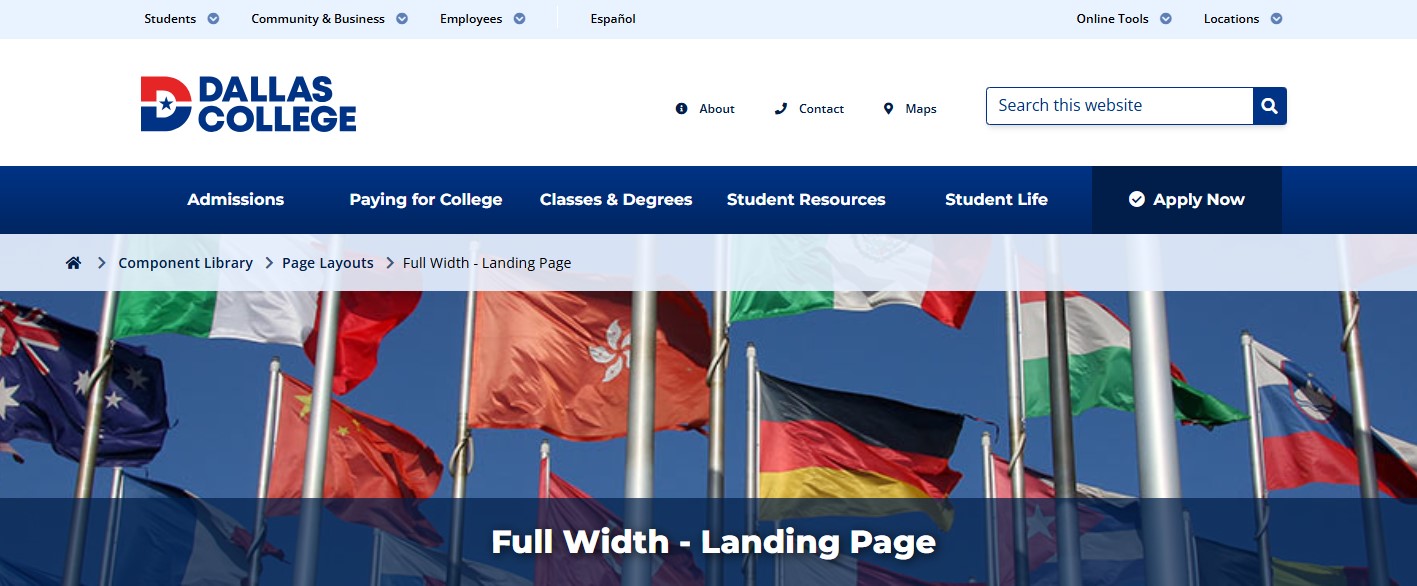 Screenshot example of banner landing page content type