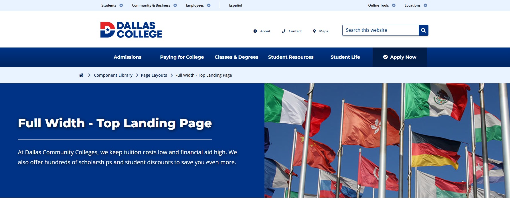 Screenshot of banner top level page content type