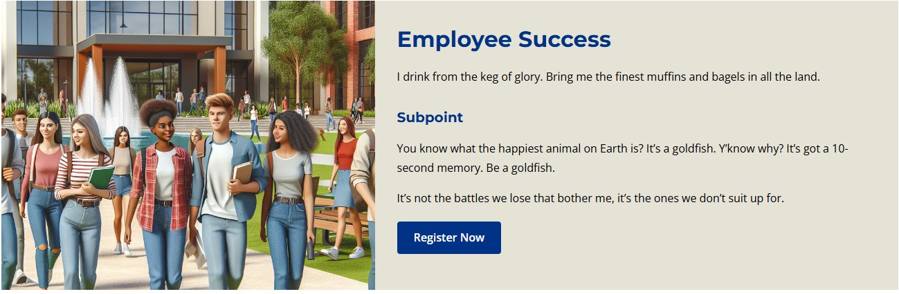 Screenshot of content and image block content type