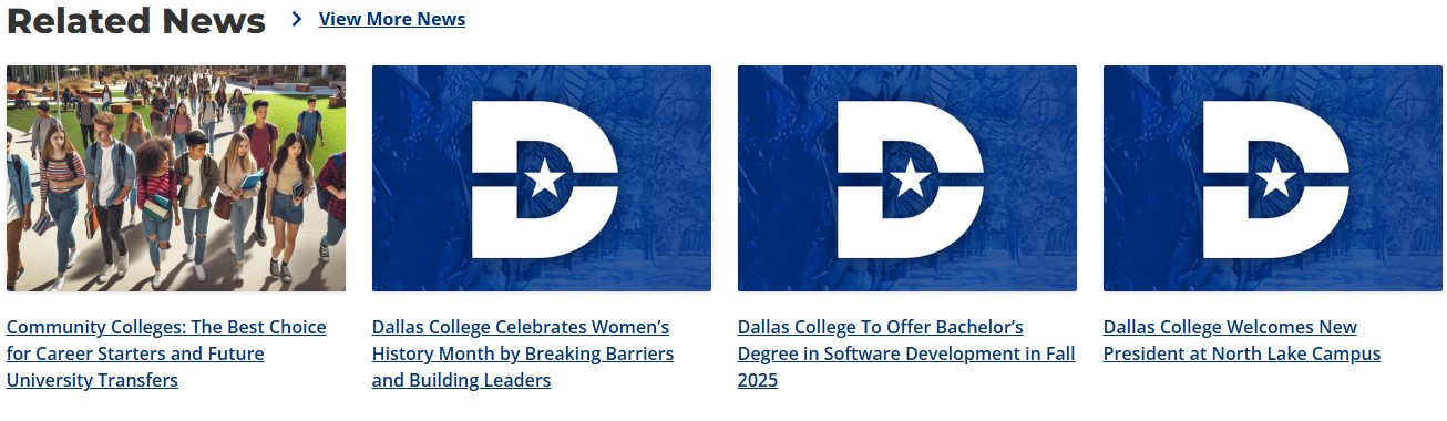 Screenshot of related articles content type