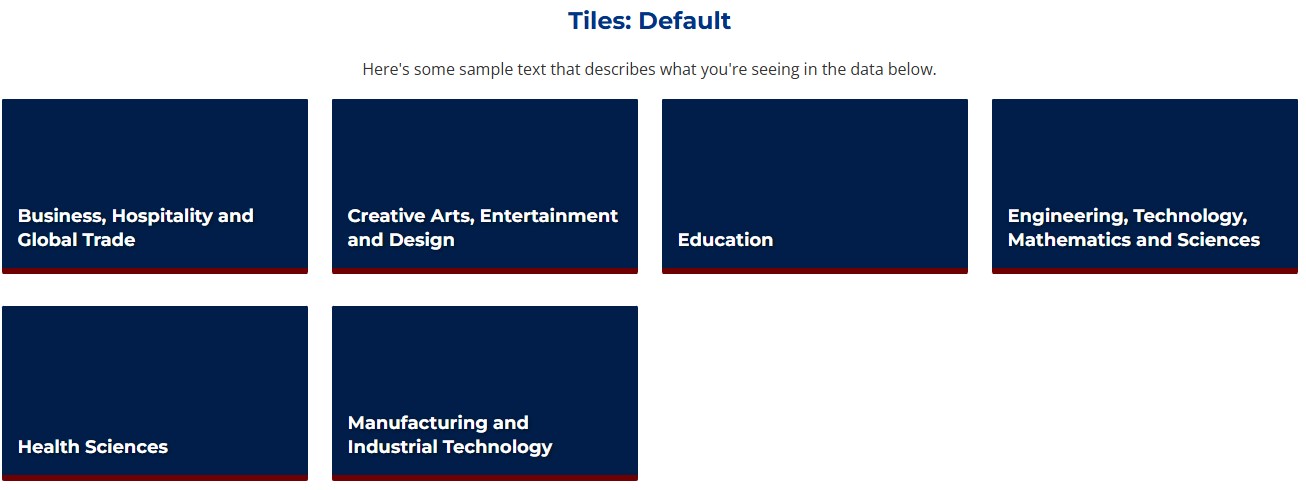 Screenshot example of tiles content type