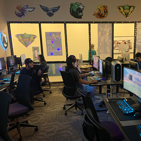 Dallas College students play esports in a campus computer lab