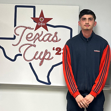 Prabin Dhakal with GSV Texas Cup '23 sign