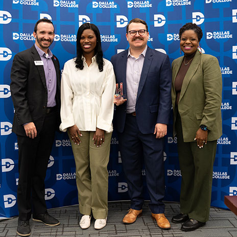 Derek Soper, Dallas College; Essence Smith, Handshake; Clint McClain, Dallas College; and Chantel Jones Bigby, Dallas College