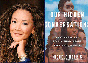 Michele Norris and cover of her book, 