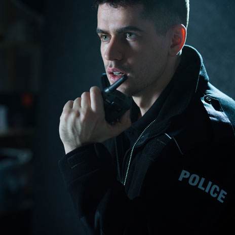 Police officer on the phone