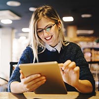 Photo of a student using a tablet computer