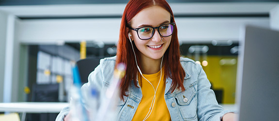 female redhair student smiling