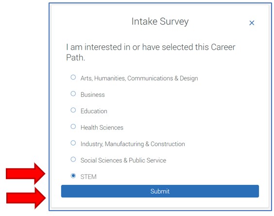 intake survey screen
