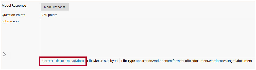 Screenshot of the evaluation page with the Model Response button highlighted.