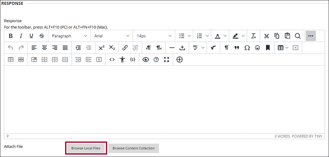 Screenshot of the assessment response area with the Browse My Computer button highlighted.
