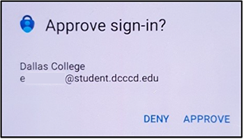 Message on device from Microsoft authenticator approve/ deny access