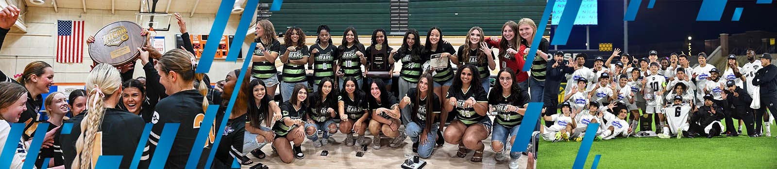 2023 NJCAA DIII National Champions: Eastfield Harvesters Bee Volleyball Team, Brookhaven Bears Women's Soccer Team and Richland Thunderduck Men's Soccer Team