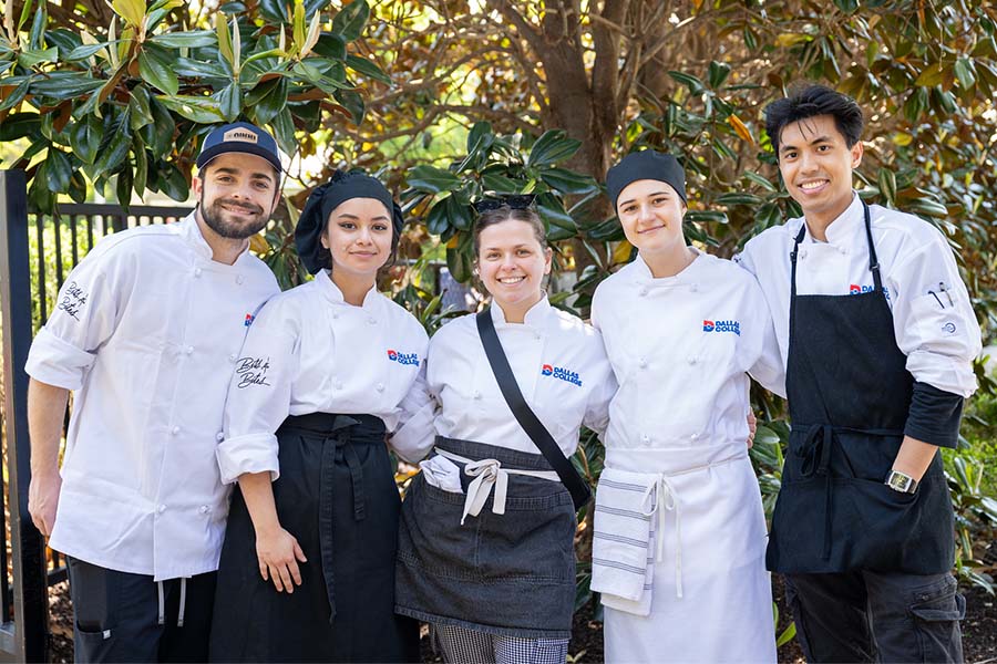Group of Dallas College culinary chefs pose at Bits & Bites