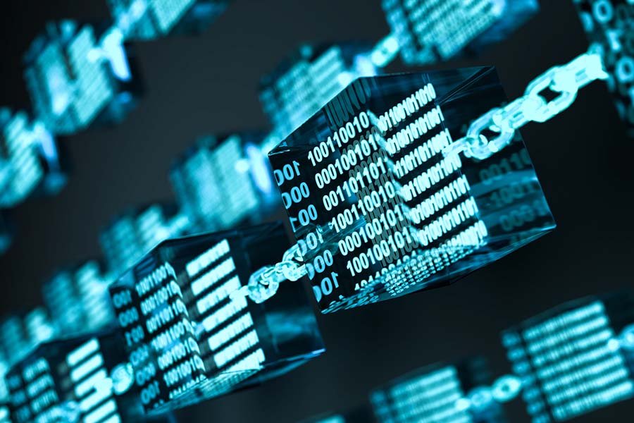 Digital illustration of a block chain