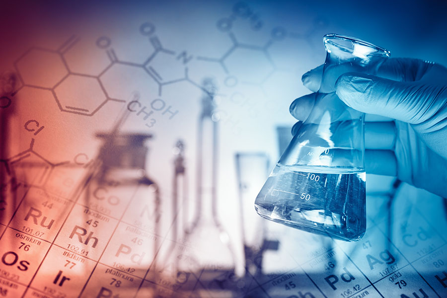 Photo collage of chemistry equipment